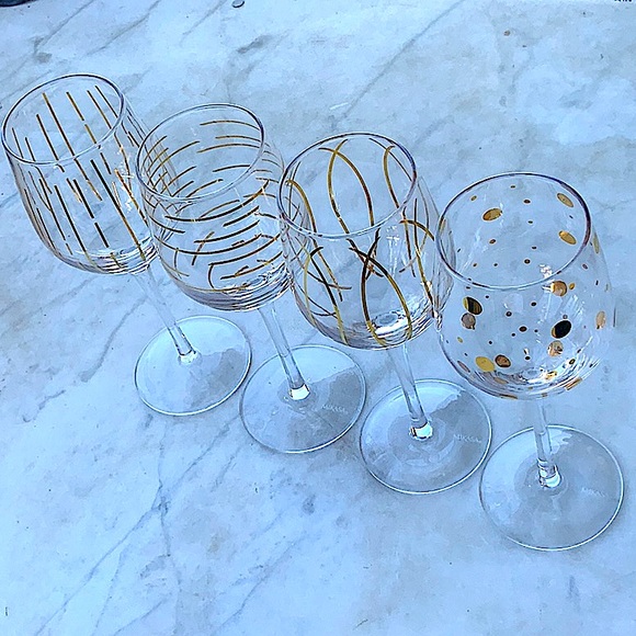 MIKASA CHEERS METALLICS GOLD STEM WINE GLASS 14 FL OZ SET OF 4 - Picture 3 of 10